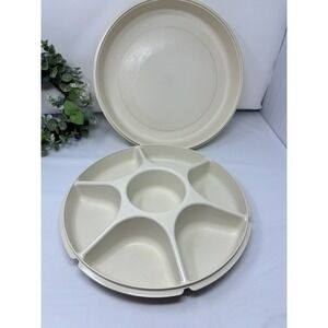 Vintage Tupperware Butterflies Divided Veggie Fruit & Dip Serving Tray 80's-90's